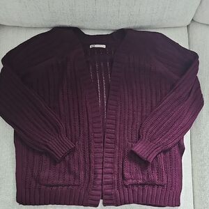 NWOT SO Women's Deep Burgundy Open Knit Cardigan Sweater